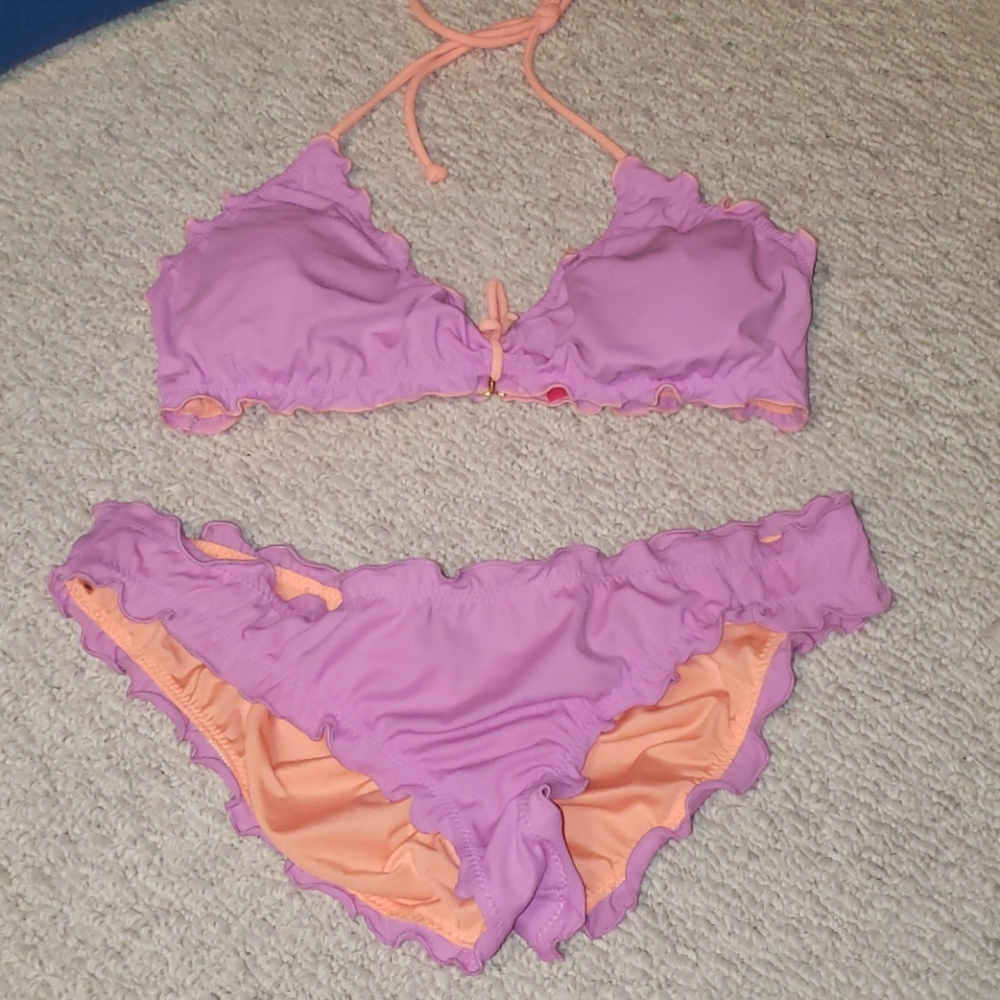 Victoria's Secret Lavender and Peach Ruffle Bikini